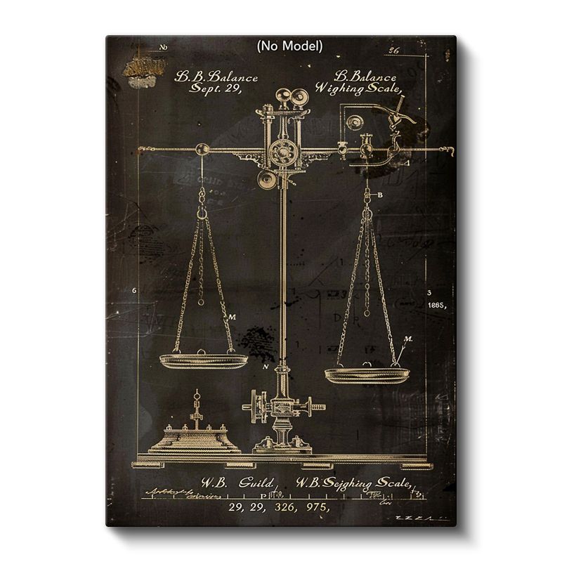 Terazi - Antik Tartı Aleti Patent Çizimi Kanvas Tablo