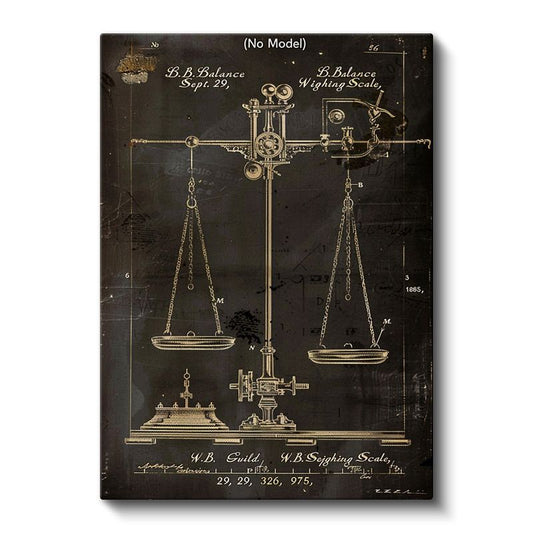 Terazi - Antik Tartı Aleti Patent Çizimi Kanvas Tablo