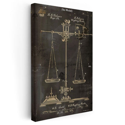 Terazi - Antik Tartı Aleti Patent Çizimi Kanvas Tablo