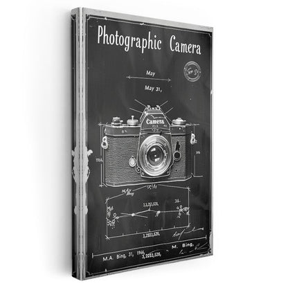 Fotoğraf Makinesi - Klasik Kamera Patent Çizimi Kanvas Tablo