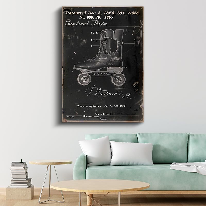 Tekerlekli Paten - 1868 Patentli Klasik Tasarım Kanvas Tablo