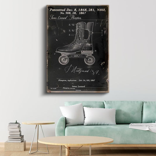 Tekerlekli Paten - 1868 Patentli Klasik Tasarım Kanvas Tablo