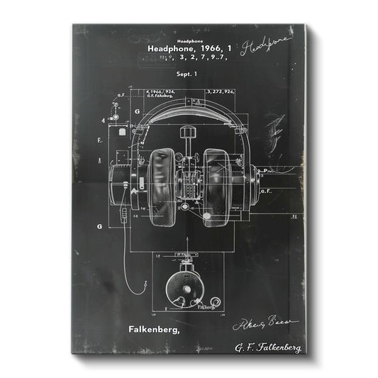 Kulaklık Tasarımı - 1966 Vintage Patent Çizimi Kanvas Tablo