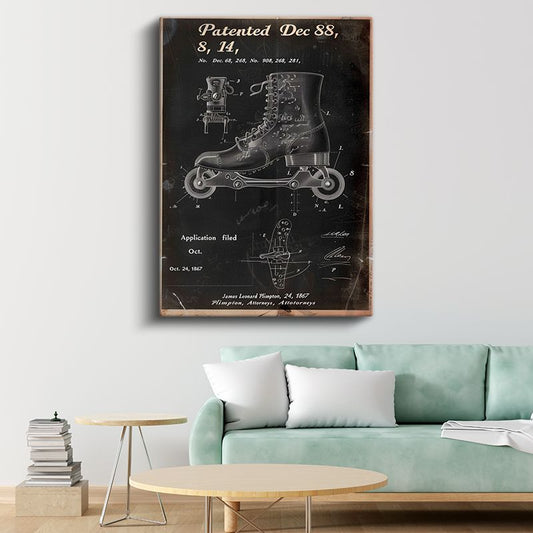 Paten Mekanizması - Klasik Tekerlekli Ayakkabı Patenti Kanvas Tablo