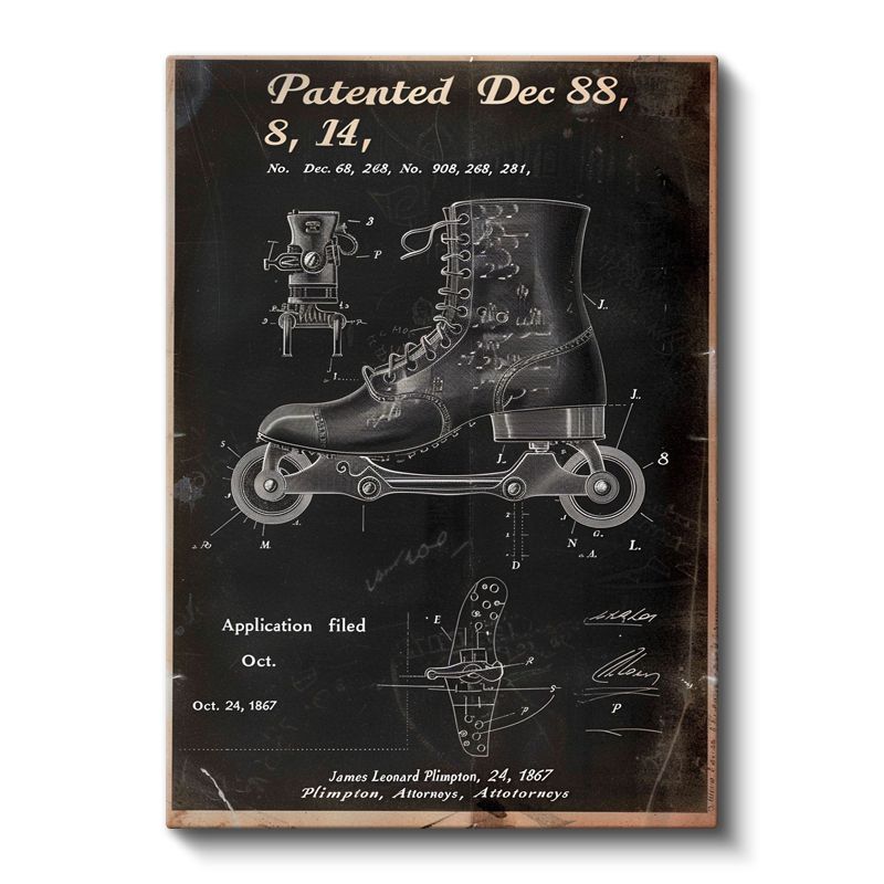 Paten Mekanizması - Klasik Tekerlekli Ayakkabı Patenti Kanvas Tablo