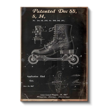 Paten Mekanizması - Klasik Tekerlekli Ayakkabı Patenti Kanvas Tablo