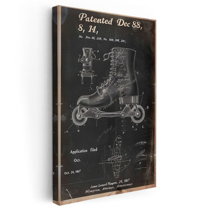 Paten Mekanizması - Klasik Tekerlekli Ayakkabı Patenti Kanvas Tablo