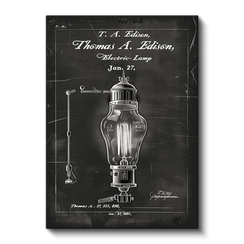 Edison Lambası - Tarihi Aydınlatma İcadı Patenti Kanvas Tablo