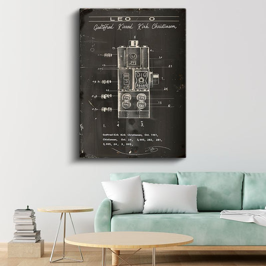 Figür Robot -  İmzalı Oyuncak Patenti Kanvas Tablo