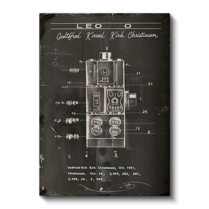 Figür Robot -  İmzalı Oyuncak Patenti Kanvas Tablo