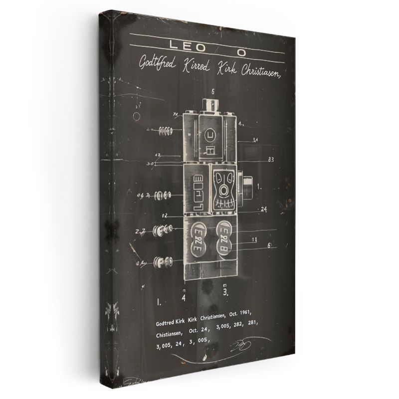 Figür Robot -  İmzalı Oyuncak Patenti Kanvas Tablo
