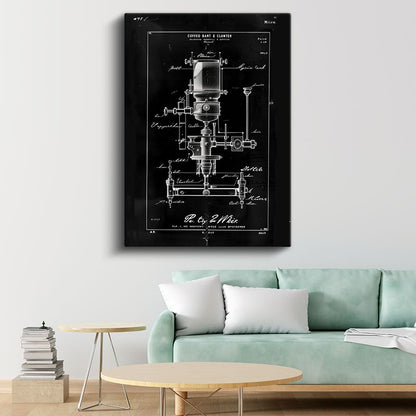 Kahve Makinesi - Vintage Öğütücü Mekanizması Patenti Kanvas Tablo