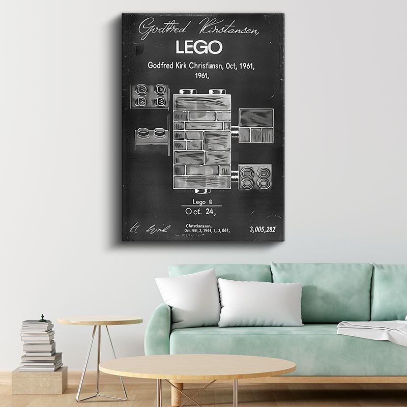 Figür Patent Çizimi - 1961 Tarihi Oyuncak Blok Tasarımı Kanvas Tablo