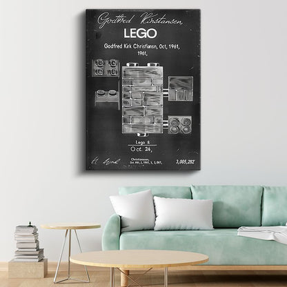 Figür Patent Çizimi - 1961 Tarihi Oyuncak Blok Tasarımı Kanvas Tablo