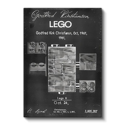 Figür Patent Çizimi - 1961 Tarihi Oyuncak Blok Tasarımı Kanvas Tablo