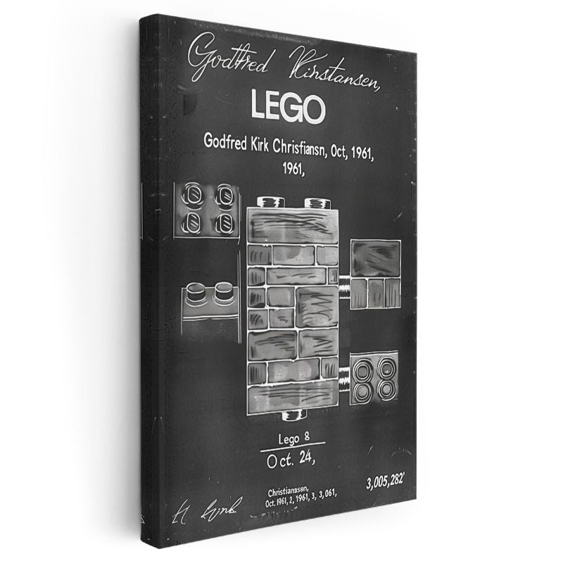 Figür Patent Çizimi - 1961 Tarihi Oyuncak Blok Tasarımı Kanvas Tablo