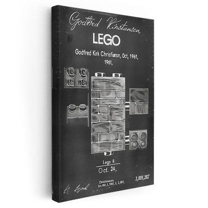 Figür Patent Çizimi - 1961 Tarihi Oyuncak Blok Tasarımı Kanvas Tablo