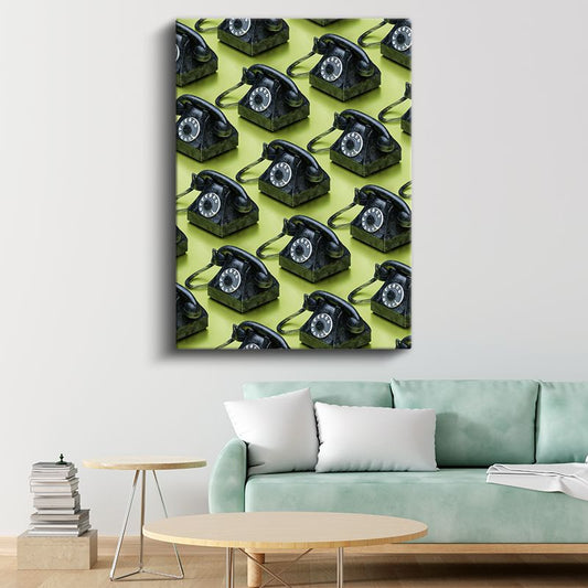 Retro Telefon Koleksiyonu - Klasik Çevirmeli Telefonlar Dizisi Kanvas Tablo