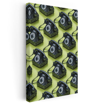 Retro Telefon Koleksiyonu - Klasik Çevirmeli Telefonlar Dizisi Kanvas Tablo