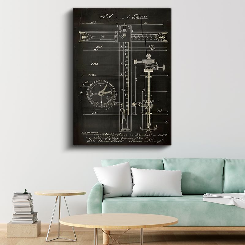 Ölçüm Aleti Teknik Çizimi - Hassas Cetvel Mekanizması Kanvas Tablo