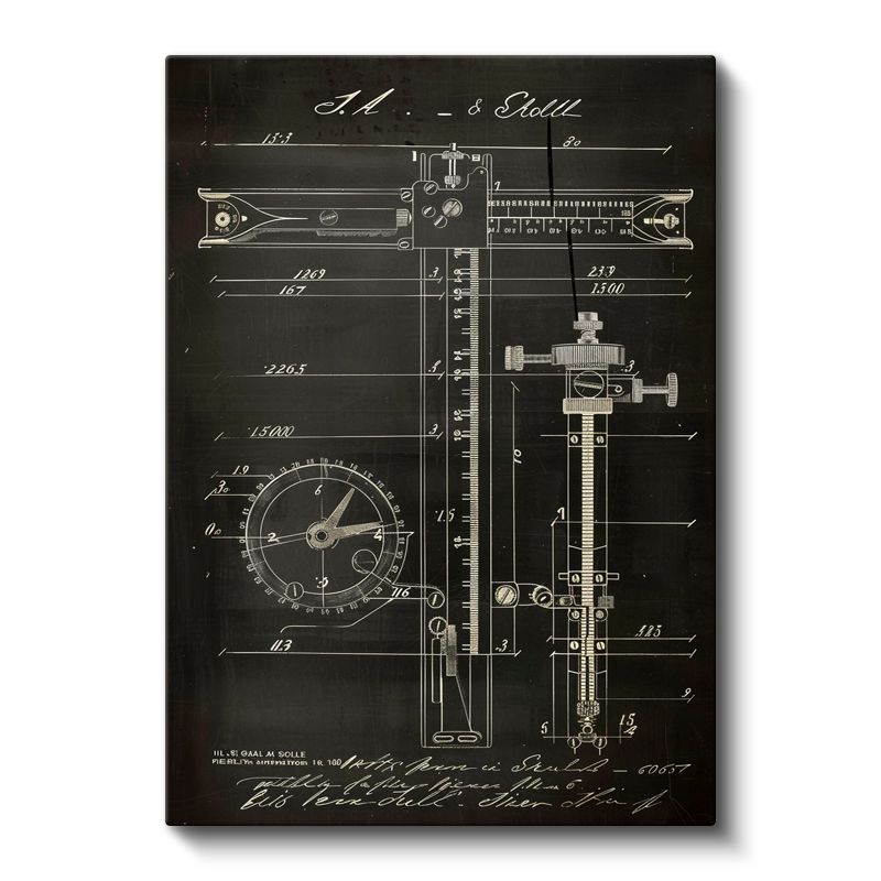 Ölçüm Aleti Teknik Çizimi - Hassas Cetvel Mekanizması Kanvas Tablo