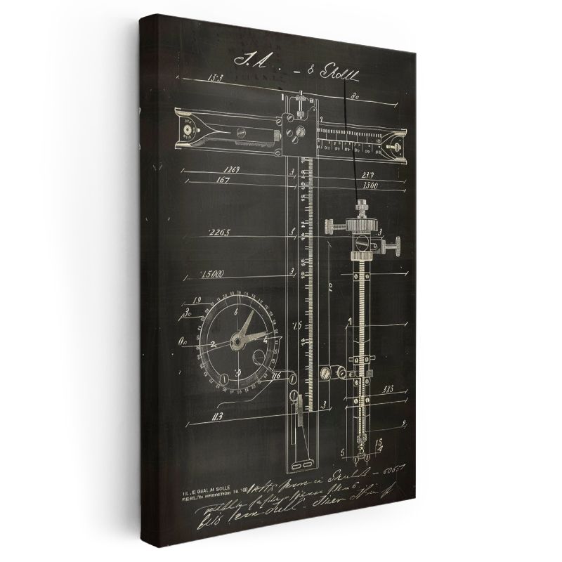 Ölçüm Aleti Teknik Çizimi - Hassas Cetvel Mekanizması Kanvas Tablo