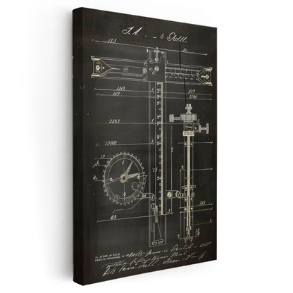 Ölçüm Aleti Teknik Çizimi - Hassas Cetvel Mekanizması Kanvas Tablo