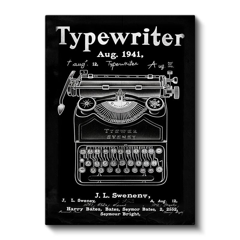 Daktilo Üstten Görünüm - 1941 Yazı Makinesi Tasarımı Kanvas Tablo