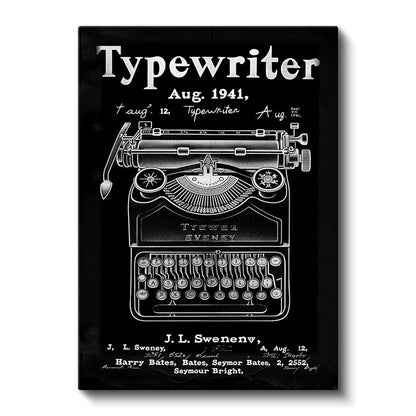 Daktilo Üstten Görünüm - 1941 Yazı Makinesi Tasarımı Kanvas Tablo