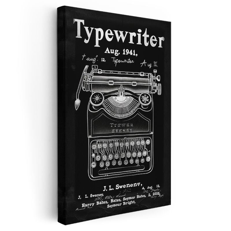 Daktilo Üstten Görünüm - 1941 Yazı Makinesi Tasarımı Kanvas Tablo