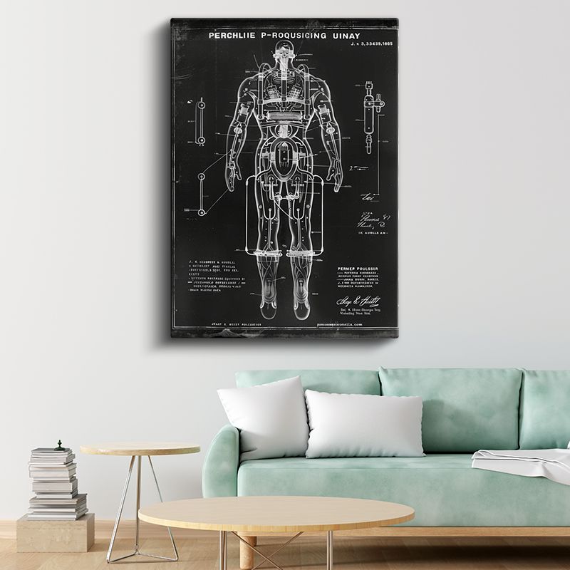 Mekanik İnsan Anatomisi - Robotik Zırh Sistem Tasarımı Kanvas Tablo