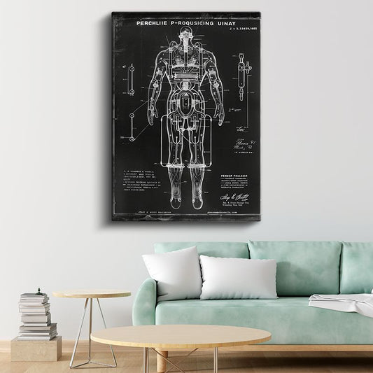 Mekanik İnsan Anatomisi - Robotik Zırh Sistem Tasarımı Kanvas Tablo
