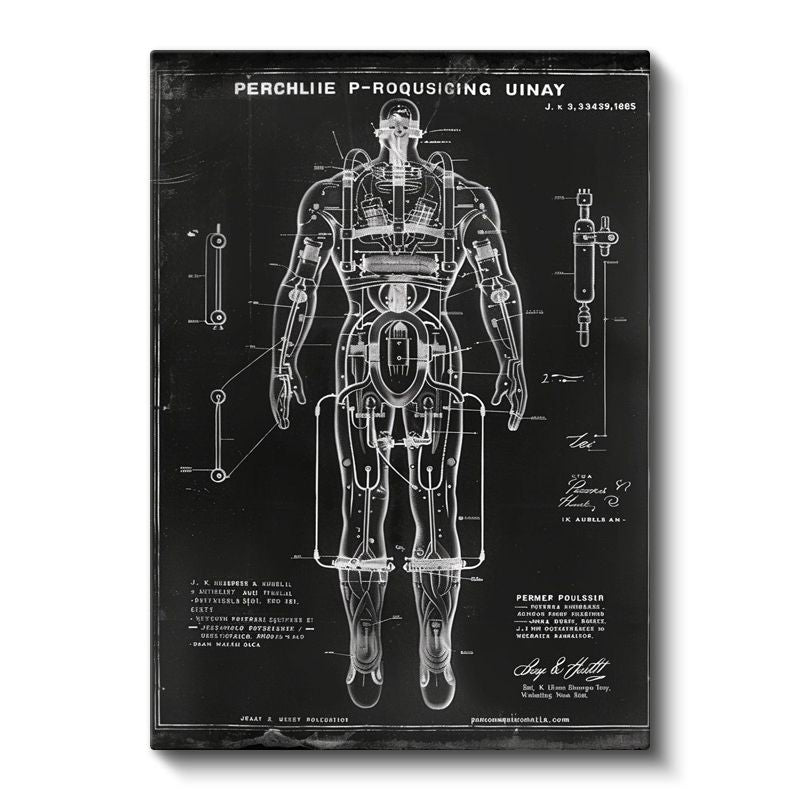 Mekanik İnsan Anatomisi - Robotik Zırh Sistem Tasarımı Kanvas Tablo