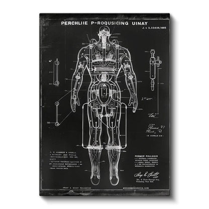 Mekanik İnsan Anatomisi - Robotik Zırh Sistem Tasarımı Kanvas Tablo