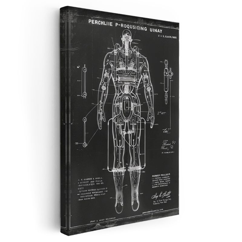 Mekanik İnsan Anatomisi - Robotik Zırh Sistem Tasarımı Kanvas Tablo