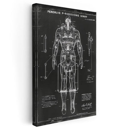 Mekanik İnsan Anatomisi - Robotik Zırh Sistem Tasarımı Kanvas Tablo