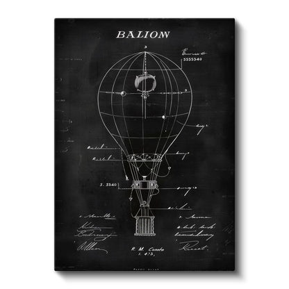 Sıcak Hava Balonu - Tarihi Uçuş Aracı Teknik Çizimi Kanvas Tablo