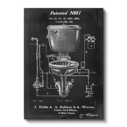 Tuvalet Patenti - 1881 Tarihli Nostaljik Tasarım Kanvas Tablo