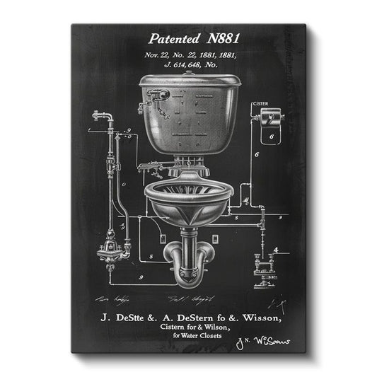 Tuvalet Patenti - 1881 Tarihli Nostaljik Tasarım Kanvas Tablo
