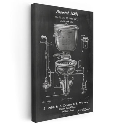 Tuvalet Patenti - 1881 Tarihli Nostaljik Tasarım Kanvas Tablo