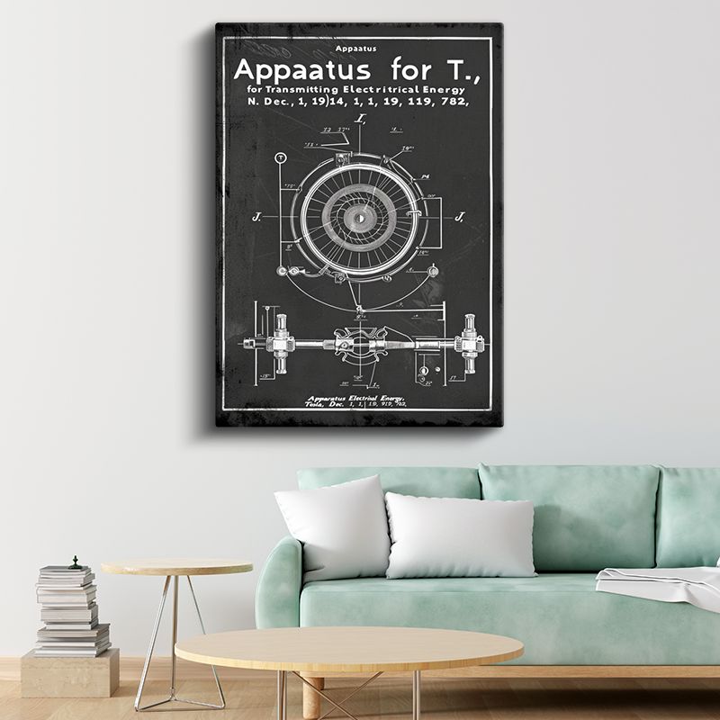 Tesla Bobini - Elektrik Enerjisi İletim Cihazı Patenti Kanvas Tablo