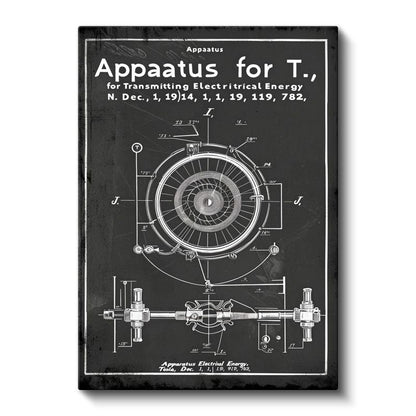 Tesla Bobini - Elektrik Enerjisi İletim Cihazı Patenti Kanvas Tablo
