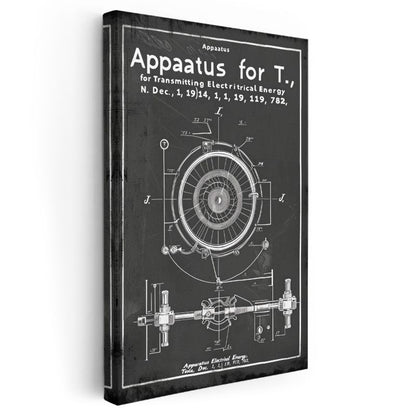 Tesla Bobini - Elektrik Enerjisi İletim Cihazı Patenti Kanvas Tablo
