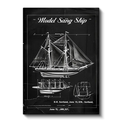 Yelkenli Gemi - Klasik Denizcilik Tasarımı Kanvas Tablo