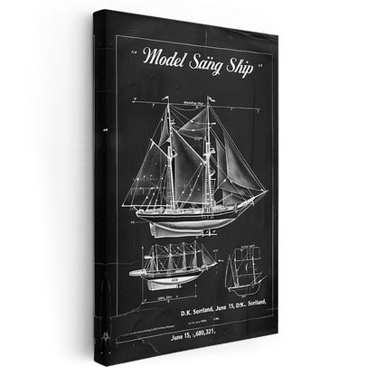 Yelkenli Gemi - Klasik Denizcilik Tasarımı Kanvas Tablo