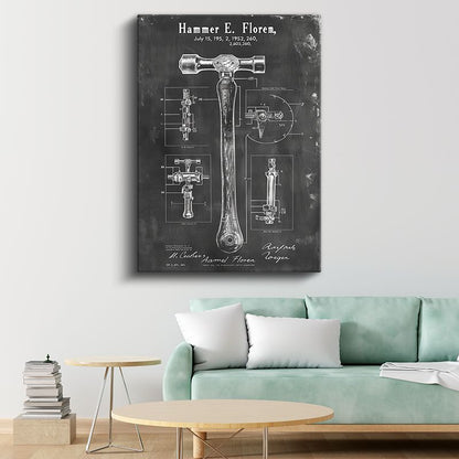 Çekiç Patenti - 1952 Tarihli Vintage El Aleti Tasarımı Kanvas Tablo