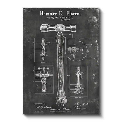 Çekiç Patenti - 1952 Tarihli Vintage El Aleti Tasarımı Kanvas Tablo