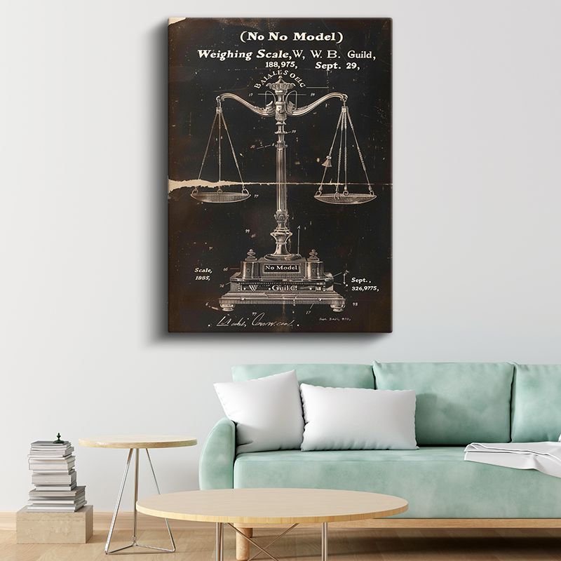 Terazi Patenti - Antik Ölçüm Aleti Tasarımı Kanvas Tablo