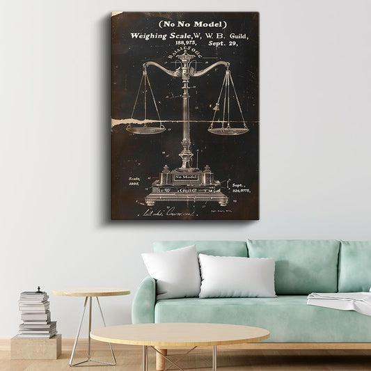 Terazi Patenti - Antik Ölçüm Aleti Tasarımı Kanvas Tablo