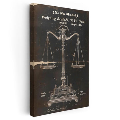 Terazi Patenti - Antik Ölçüm Aleti Tasarımı Kanvas Tablo